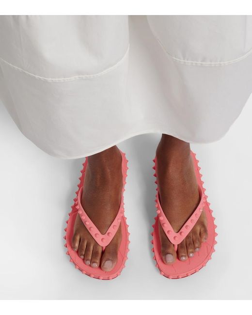 Christian Louboutin Pink Super Loubi Flip Spiked Thong Sandals
