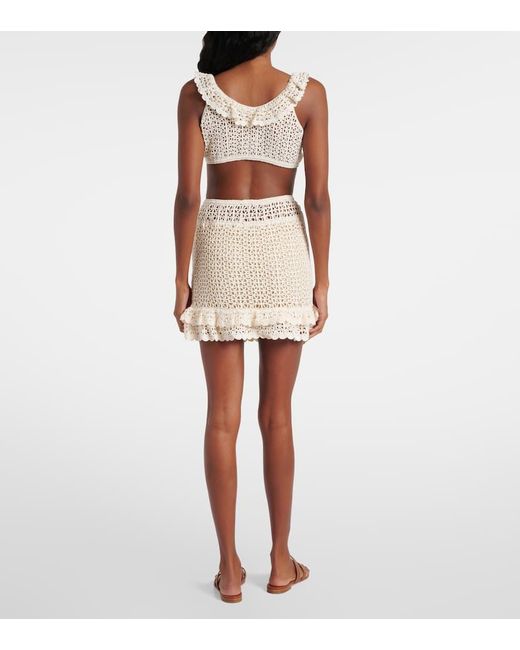 Minifalda Brigitte De Croche De Algodon Anna Kosturova de color Natural