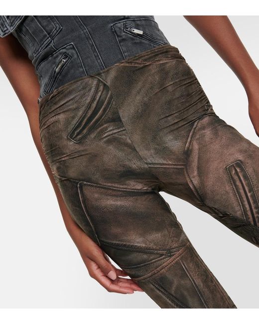 Blumarine Green Printed Low-Rise Skinny Pants