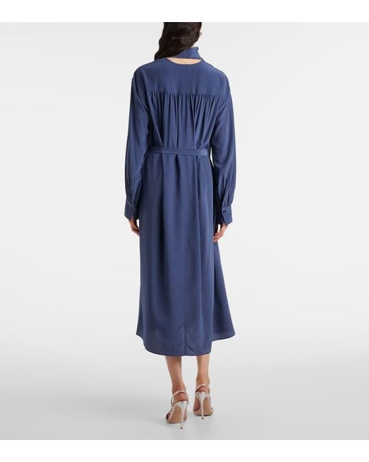 Robe Midi Bolero En Crepe De Soie Joseph en coloris Blue