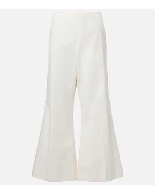 Khaite White Walter Cotton And Silk Flared Pants