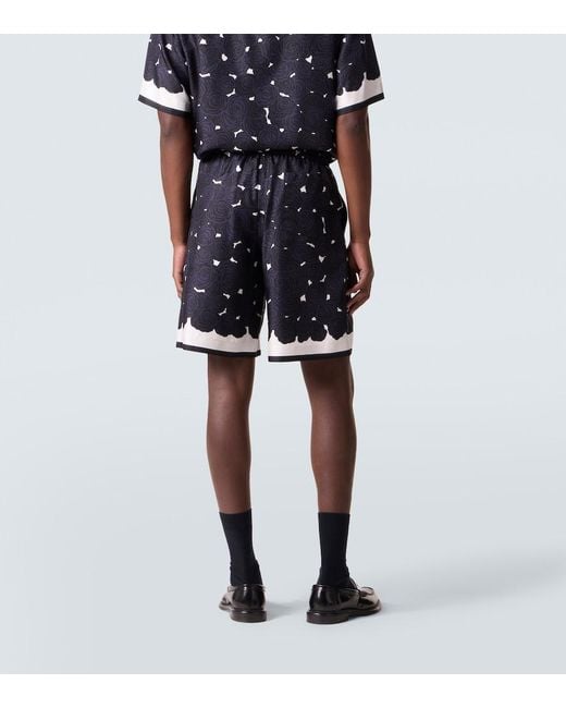 Givenchy Blue Floral Silk Twill Shorts for men