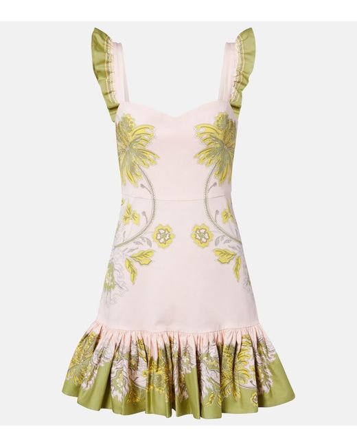 LaDoubleJ Yellow Gingerbread Printed Cotton-Blend Minidress