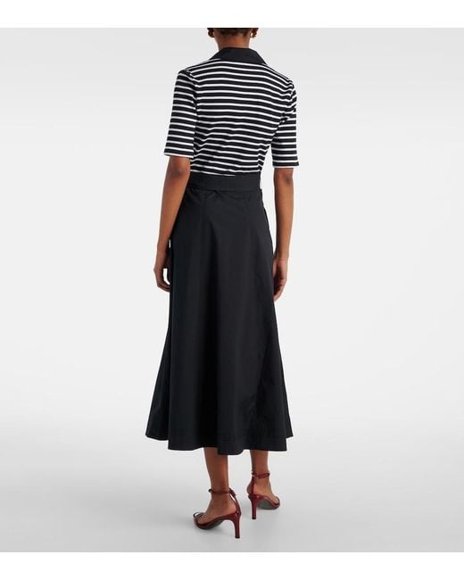 Veronica Beard Blue Delise Striped Cotton-Blend Midi Dress