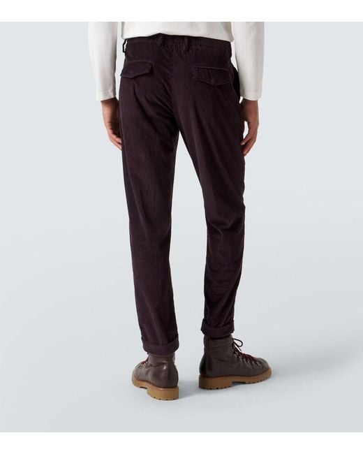 Eleventy Blue Cotton And Cashmere Corduroy Slim Pants for men