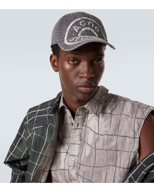 Acne Baseballcap Aus Baumwolle in Gray für Herren