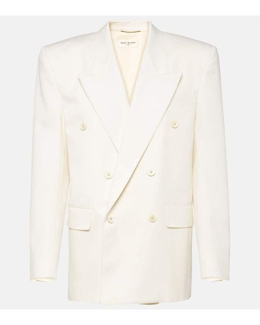 Saint Laurent White Virgin Wool Gabardine Blazer