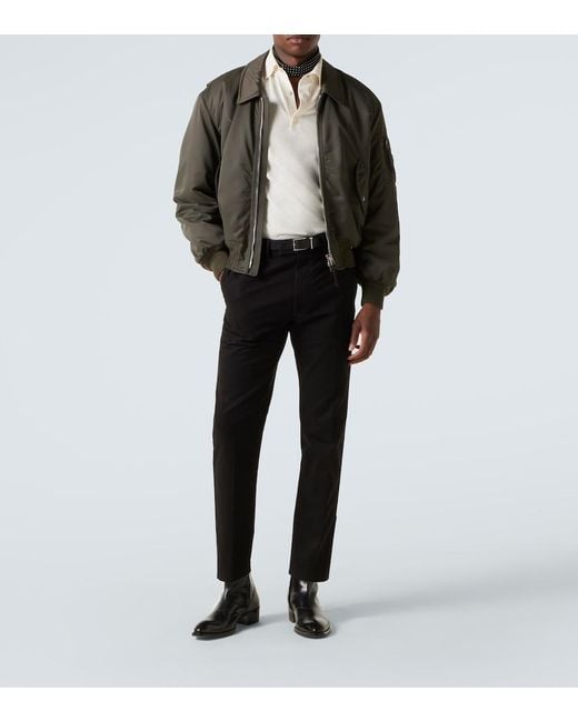 Tom Ford Blue Cotton Straight Pants for men