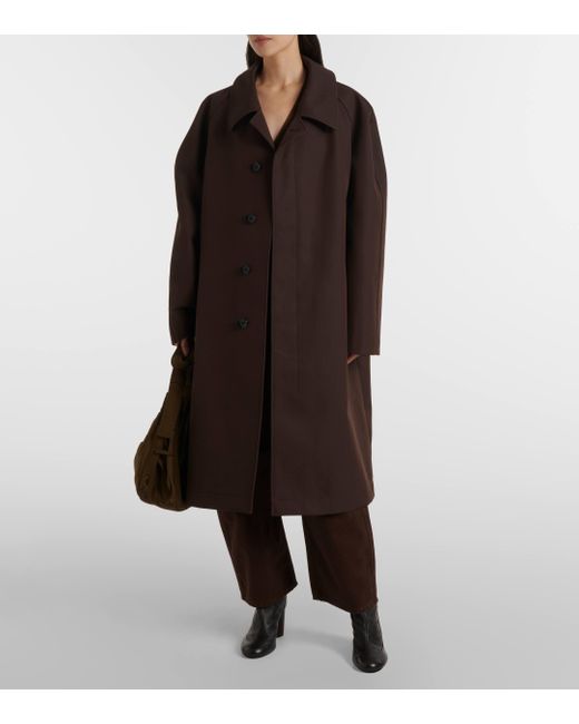 Lemaire Brown Wool And Cotton-blend Coat