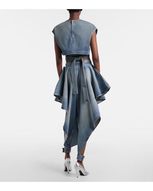 Alaïa Blue Draped Tapered Jeans