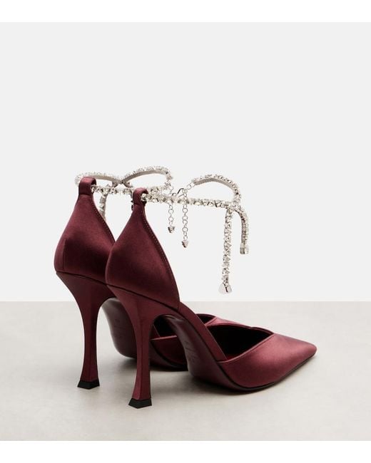 Jimmy Choo Red Stevie 100 Embellished Satin Pumps