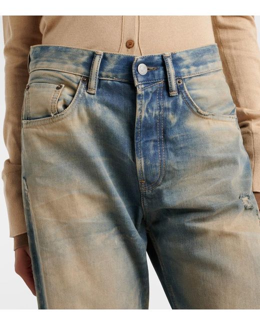 Jeans 2021 A Gamba Larga E Vita Alta di Acne in Blue