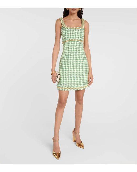 Rebecca Vallance Green Cher Houndstooth Minidress