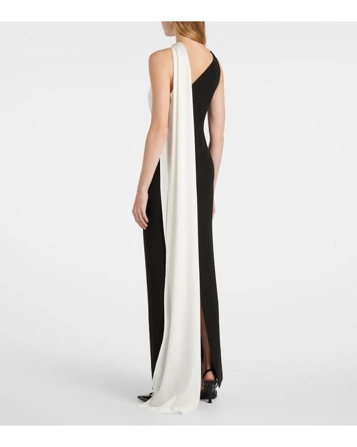 Roland Mouret Black Scarf-Detail One-Shoulder Gown