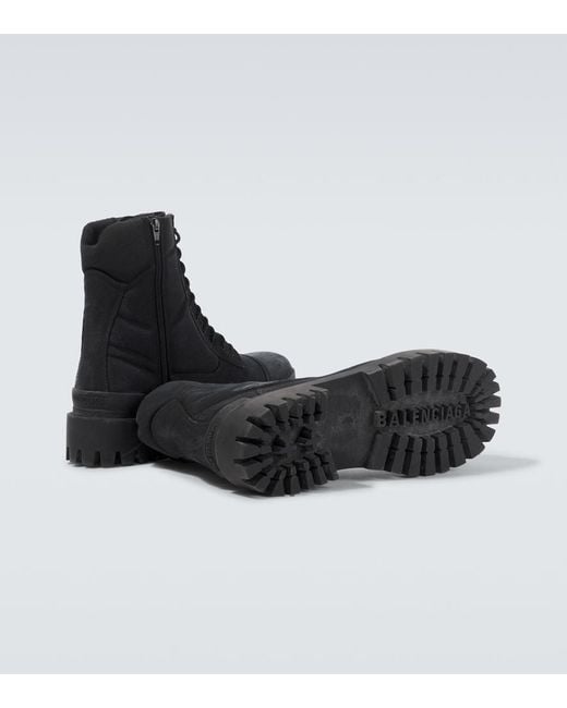 Balenciaga Combat Strike Canvas Lace-Up Boots in Black for Men | Lyst