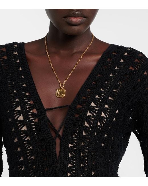Anna Kosturova Black Marissa Cotton Crochet Maxi Dress