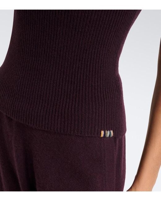 Extreme Cashmere Purple N°381 Libra Cashmere-Blend Off-Shoulder Top