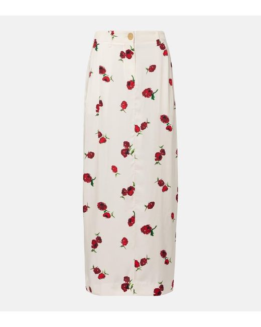 Khaite Pink Lucian Printed Twill Maxi Skirt