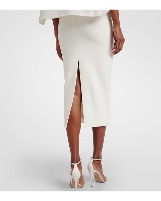 Roland Mouret White Caped Crystal-Embellished Crepe Midi Dress