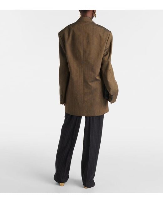 Dries Van Noten Green Double-Breasted Cotton-Blend Blazer