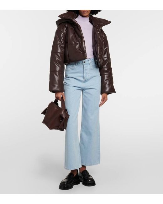 Nanushka Brown Aveline Faux Leather Puffer Jacket