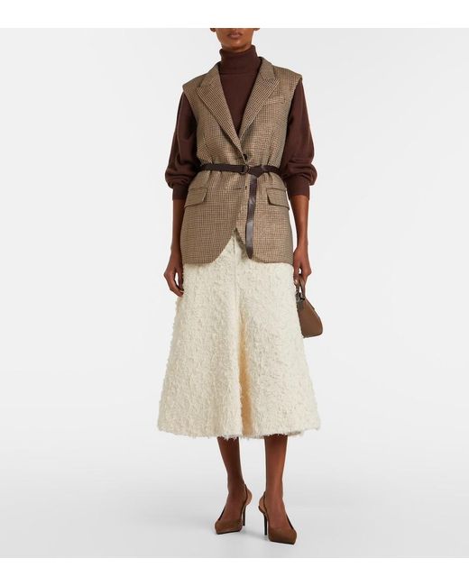 Brunello Cucinelli Brown Monili Suede Slingback Pumps