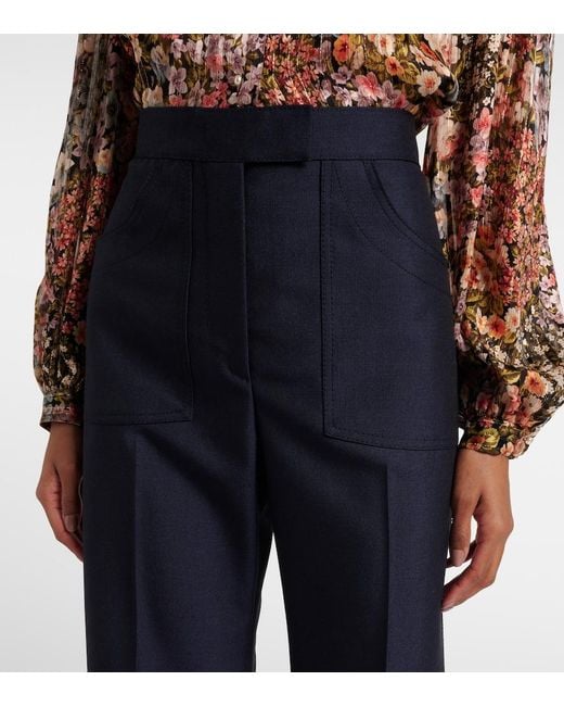 Valentino Blue Wool And Mohair Flared Pants