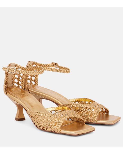 Souliers Martinez Metallic Veronica 55 Woven Leather Sandals