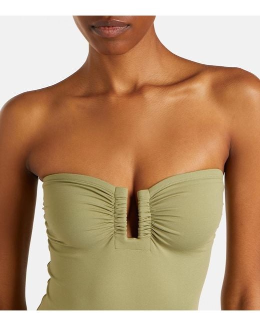 Eres Green Cassiopee Gathered Swimsuit