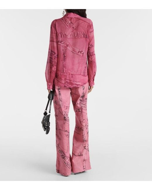 Blumarine Red Wide-Leg Jeans