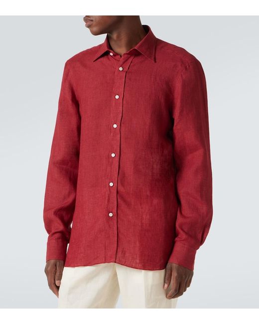 Rubinacci Red Linen Shirt for men