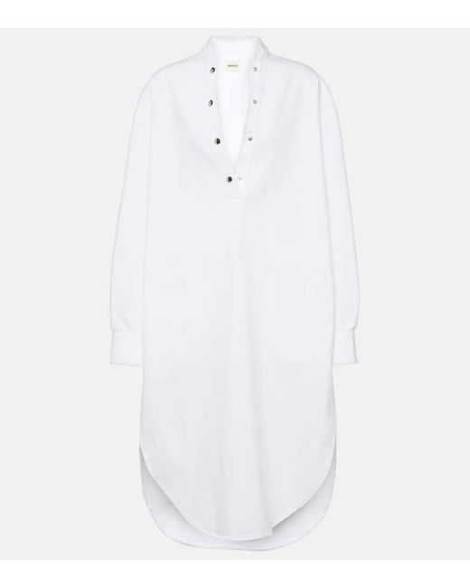 Khaite White Seffi Cotton Shirt Dress
