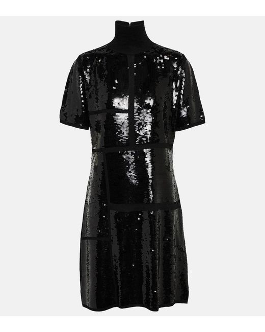 Joseph Black Sequined Wool-Blend Minidress