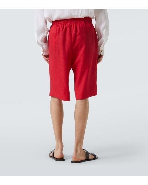 Kiton Red Linen Shorts for men