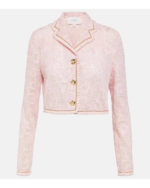 Giambattista Valli Pink Cropped Lace Jacket