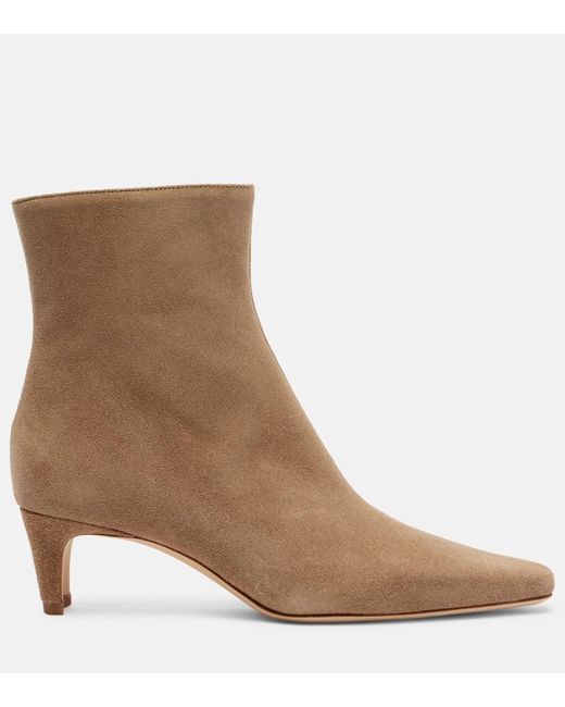 Staud Brown Ankle Boots Wally 55 Aus Veloursleder