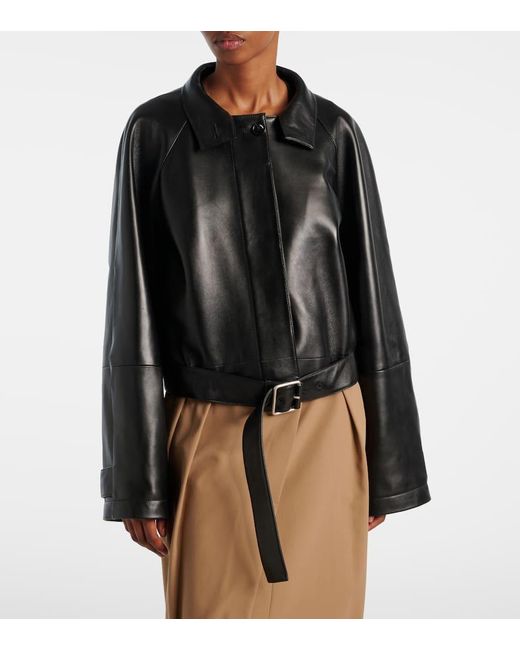 Loewe Black Cropped Leather Jacket