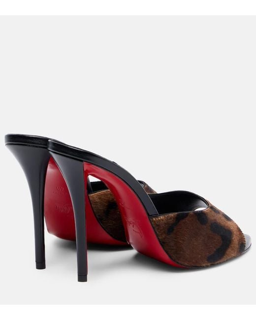 Christian Louboutin Black Miss Z 100 Leopard-Print Calf Hair Mules