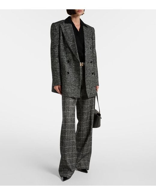 Dolce & Gabbana Gray High-Rise Wool-Blend Wide-Leg Pants
