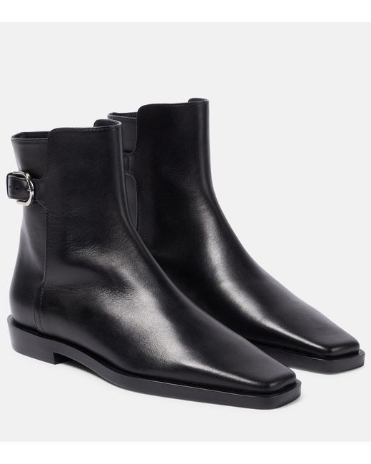 Totême  Black The Belted Leather Ankle Boots