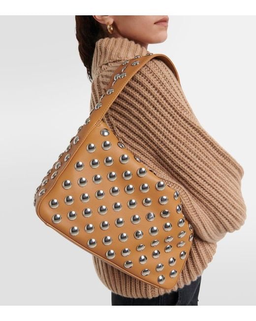 Khaite Brown Elena Studded Leather Shoulder Bag