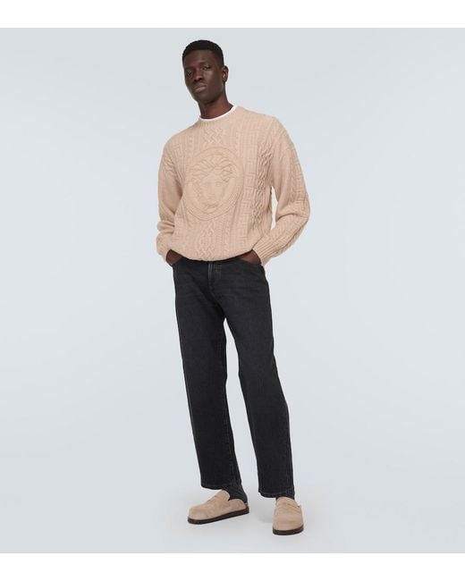 Versace White Medusa Suede Clogs for men
