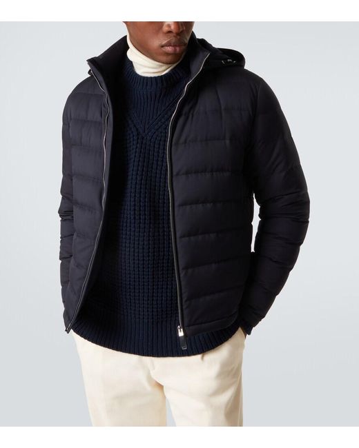 Zegna Blue Technical Twill Down Jacket for men
