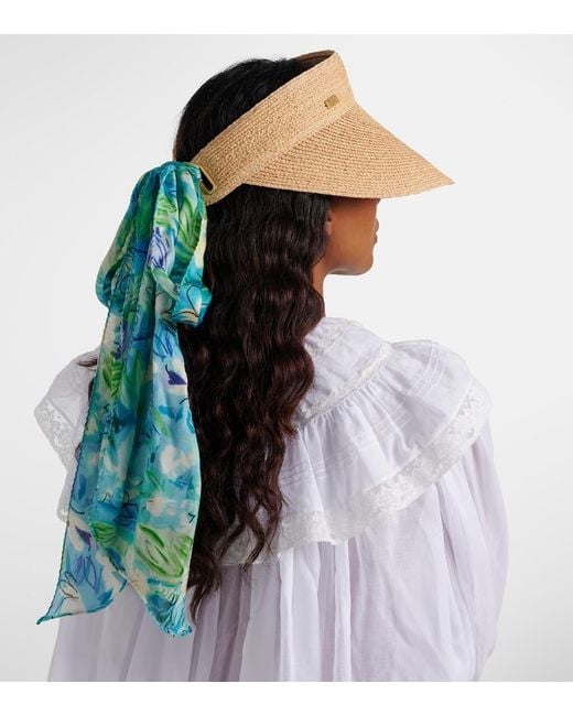 Chloé Natural Silk-Trimmed Raffia Visor