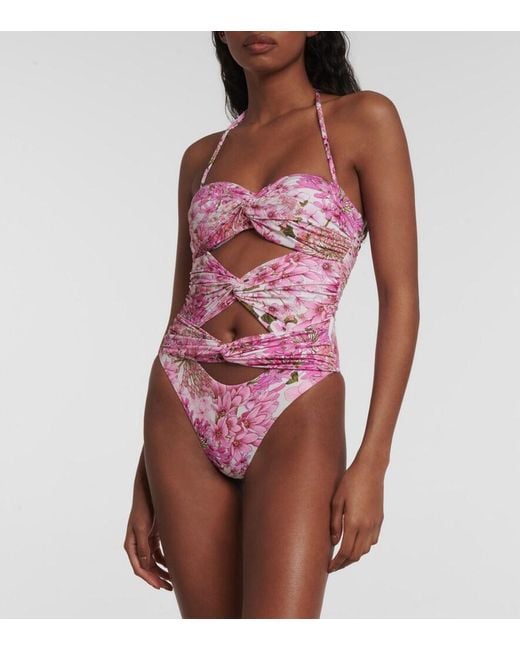 Giambattista Valli Pink Saint-Remy Cutout Floral Swimsuit