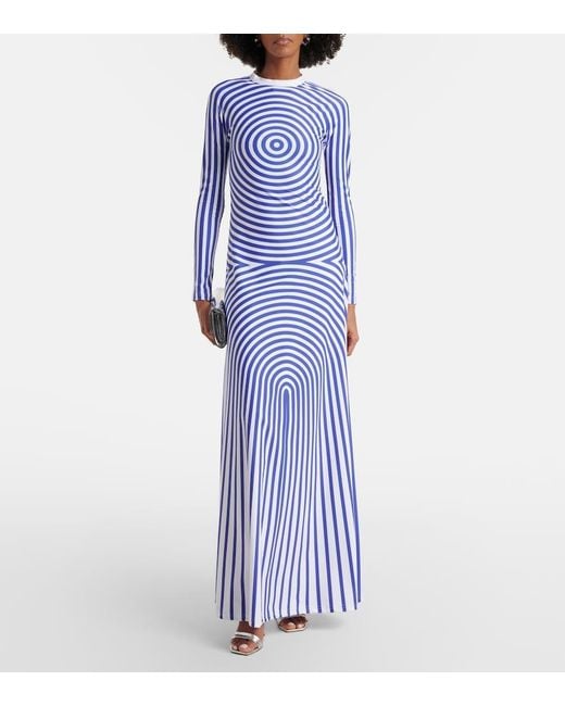 Jean Paul Gaultier Blue Printed Jersey Maxi Dress