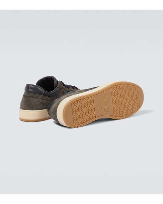 Prada Sneakers Aus Veloursleder Mit Re-Nylon in Brown für Herren