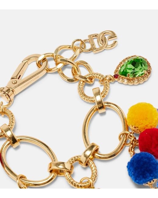 Dolce & Gabbana White Taormina Embellished Charm Bracelet