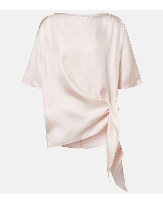 Loulou de Saison White Mano Silk Satin Top