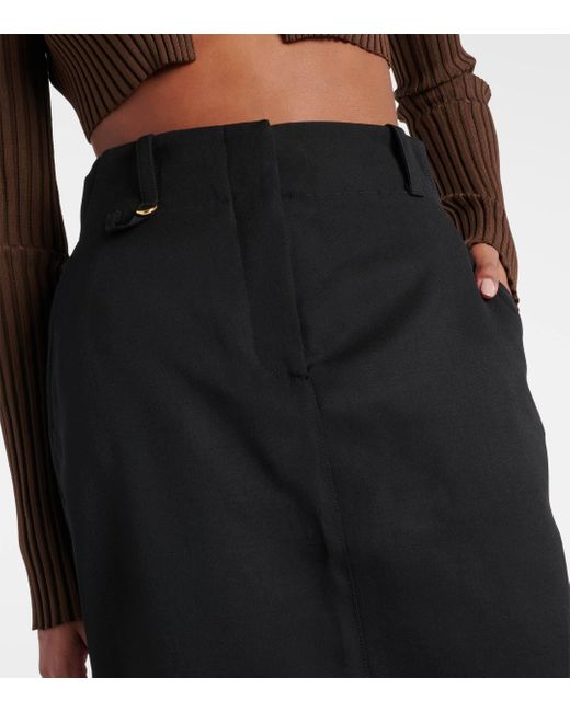 Jacquemus Black La Jupe Bari Virgin Wool Midi Skirt